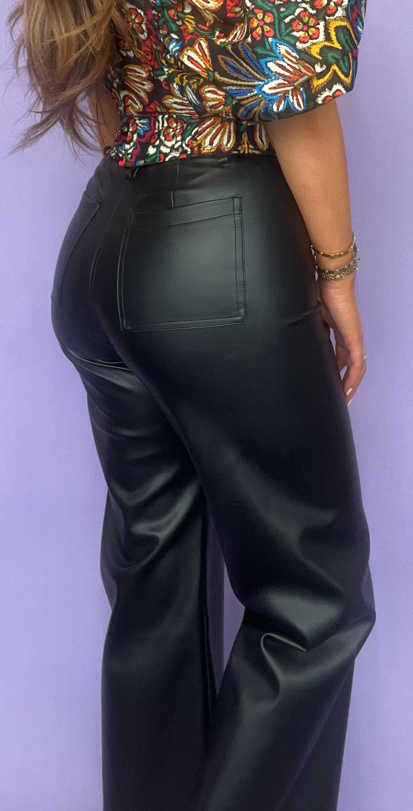 Wide Leg Faux Leather Pants