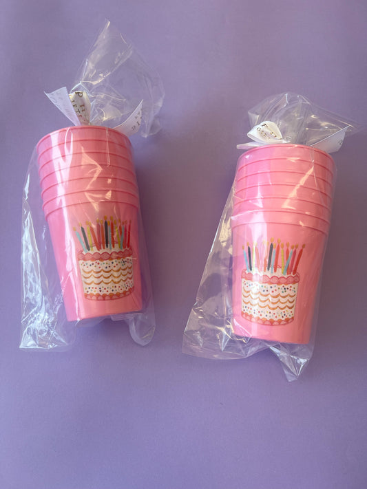 Birthday Cake Pink Stadium Cups
