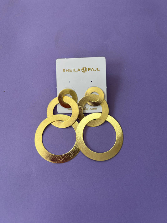 Tri-Circle Brushed Anna Earrings