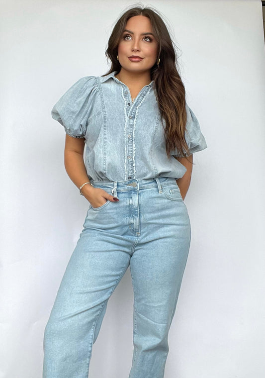 Denim Button Blouse