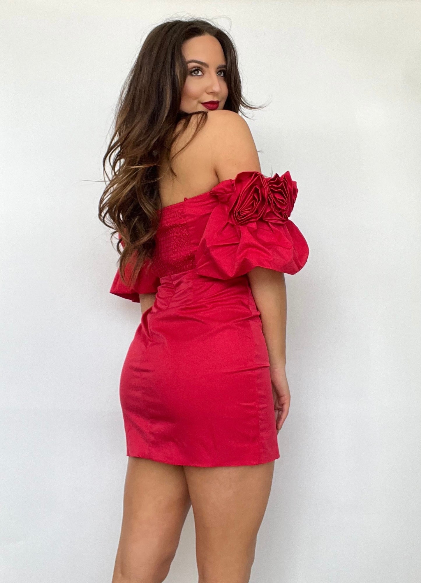 Red Rosette Mini Dress