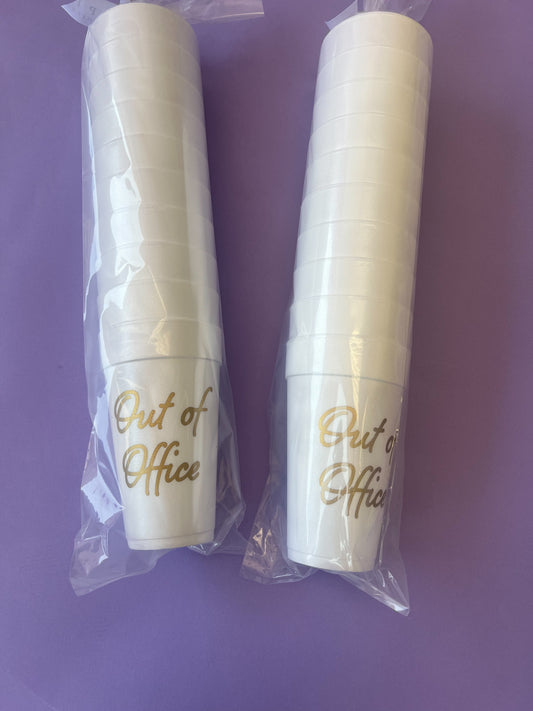 Out Of The Office Gold Foam Cups
